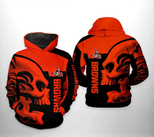 Cleveland Browns NFL Skull 3D Hoodie, NFL Hoodie Moonbestprint
