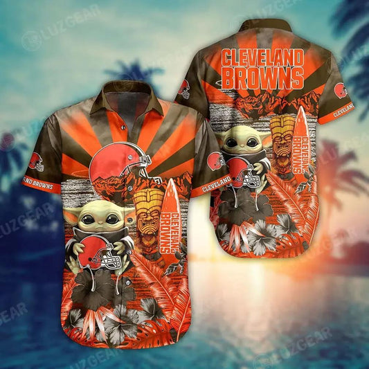 Cleveland Browns Nfl Baby Yoda Hawaiian Shirt Style Summer Trending For Men Women, NFL Hawaiian Shirt Moonbestprint