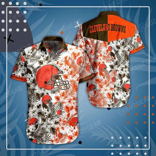 Cleveland Browns Nfl Beach Shirt Graphic Floral Pattern Print This Summer Hawaiian Shirt, NFL Hawaiian Shirt Moonbestprint