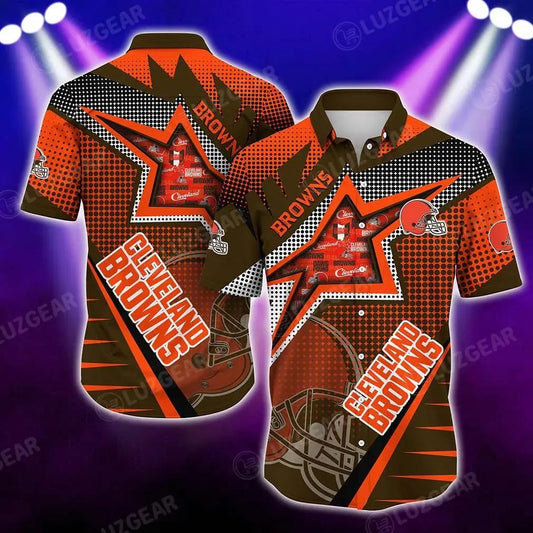 Cleveland Browns Nfl Football Beach Shirt For This Summer Graphic Print Hawaiian Shirt Big Fans, NFL Hawaiian Shirt Moonbestprint