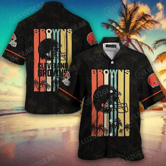 Cleveland Browns Nfl Hawaii Beach Shirt Retro Vintage Summer Short Sleeve Button Hawaiian Shirt, NFL Hawaiian Shirt Moonbestprint