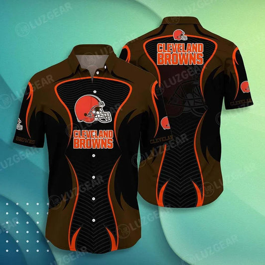 Cleveland Browns Nfl Hawaii Beach Shirt Summer Short Sleeve Button Down Hawaiian Shirt, NFL Hawaiian Shirt Moonbestprint