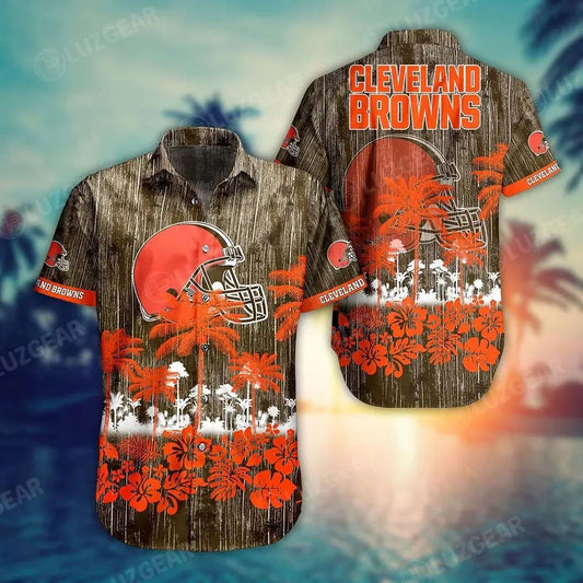 Cleveland Browns Nfl Hawaii Graphic Tropical Patterns Style Summer Hawaiian Shirt, NFL Hawaiian Shirt Moonbestprint