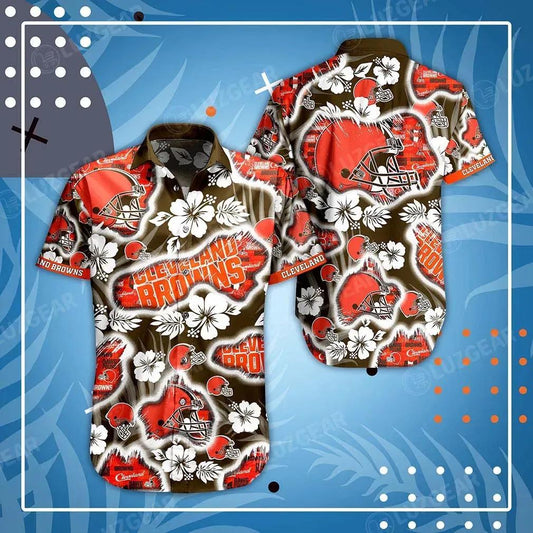 Cleveland Browns Nfl Hawaii Shirt Graphic Floral Printed This Summer Hawaiian Shirt Best Fans, NFL Hawaiian Shirt Moonbestprint
