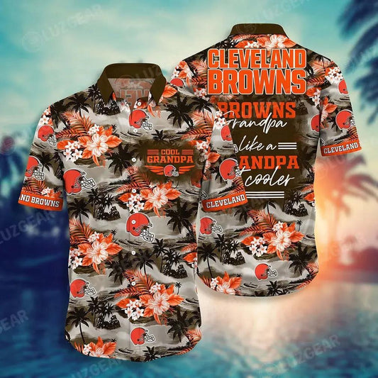 Cleveland Browns Nfl Hawaiian Shirt For Grandparent New Trending Beach Shirt, NFL Hawaiian Shirt Moonbestprint