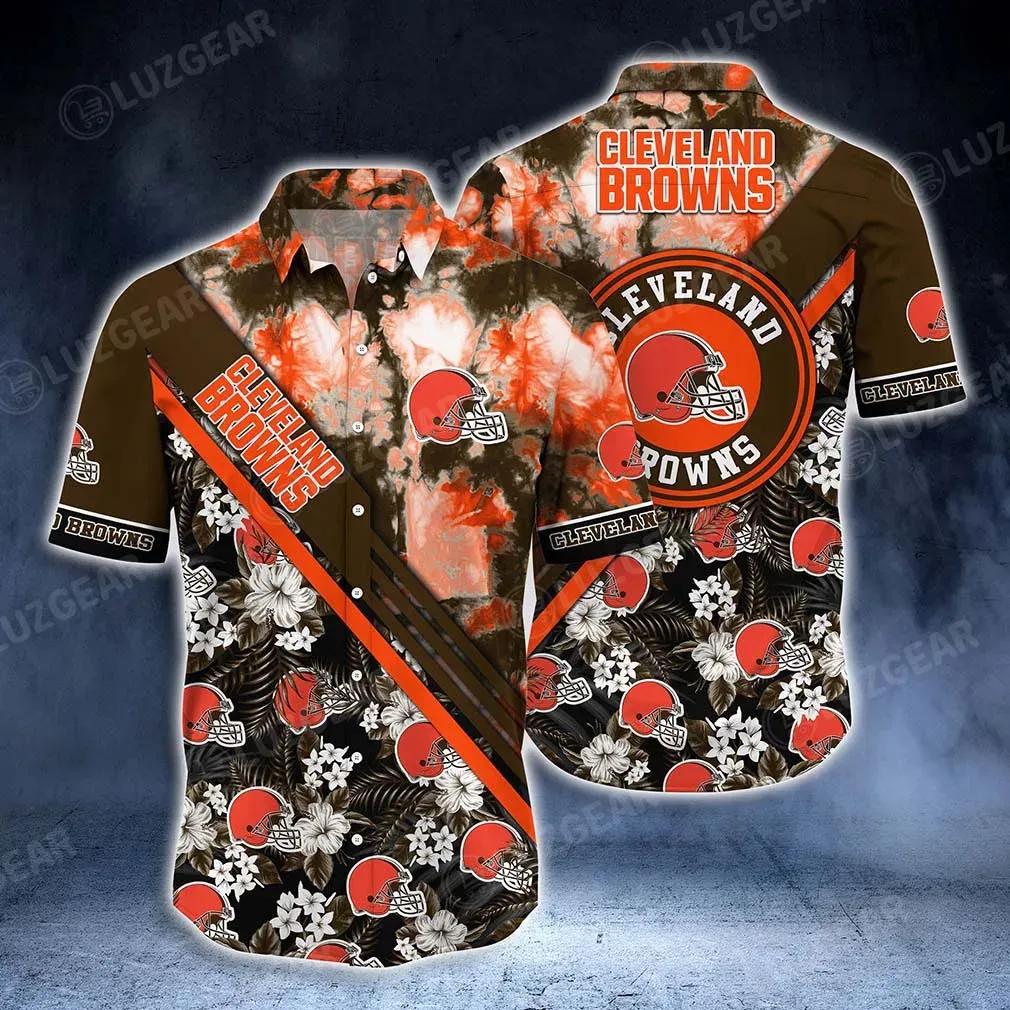 Cleveland Browns Nfl Hawaiian Shirt Graphic Tropical Patterns New Trend Summer For Nfl Football Fans, NFL Hawaiian Shirt Moonbestprint