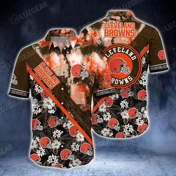 Cleveland Browns Nfl Hawaiian Shirt Graphic Tropical Patterns New Trend Summer For Nfl Football Fans, NFL Hawaiian Shirt Moonbestprint