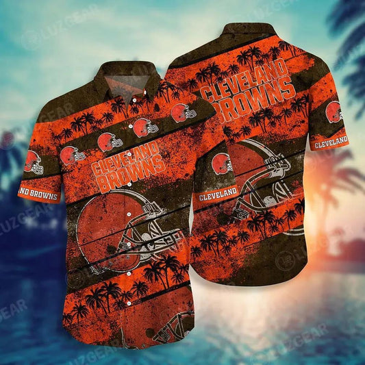 Cleveland Browns Nfl Hawaiian Shirt Graphic Tropical Patterns Short Sleeve New Hot Trend Summer For Best Fans, NFL Hawaiian Shirt Moonbestprint