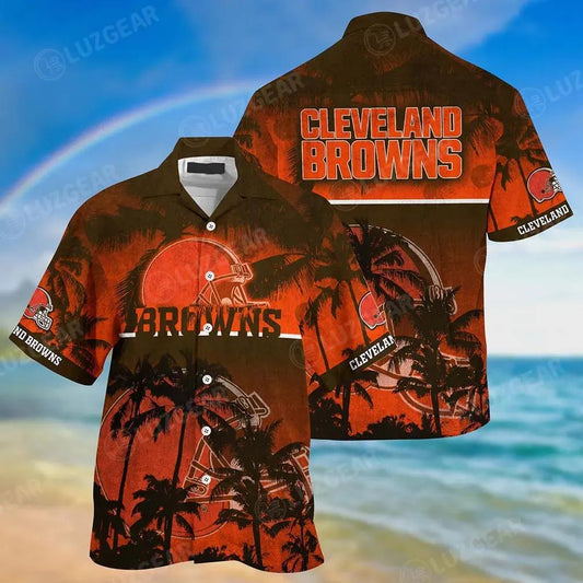 Cleveland Browns Nfl Hawaiian Shirt Short Style Tropical Patterns Hot Trending Summer For Awesome Fans, NFL Hawaiian Shirt Moonbestprint