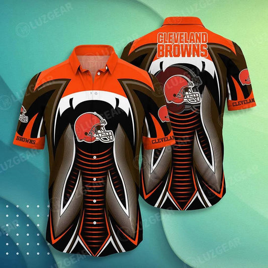 Cleveland Browns Nfl Hawaiian Shirt Summer Short Sleeve Button Down Shirt Gift For Best Fans, NFL Hawaiian Shirt Moonbestprint