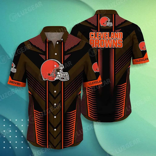 Cleveland Browns Nfl Hawaiian Shirt Summer Short Sleeve Button Down Shirt Gift For Big Fans, NFL Hawaiian Shirt Moonbestprint