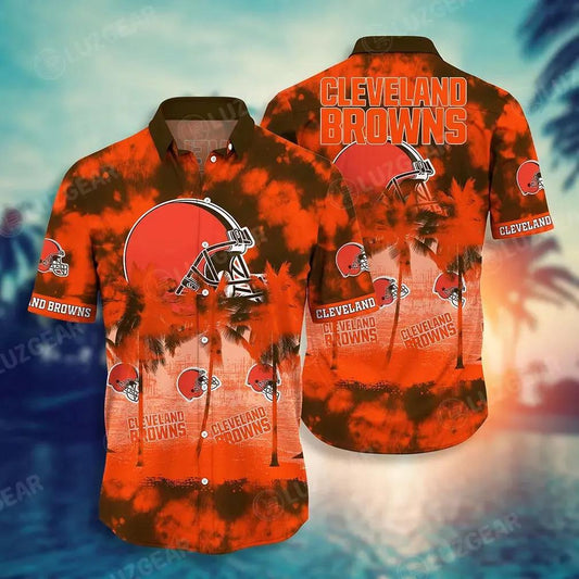 Cleveland Browns Nfl Hawaiian Shirt Tropical Patterns Graphic Short Sleeve Hot Trend Summer Gift For Fans, NFL Hawaiian Shirt Moonbestprint