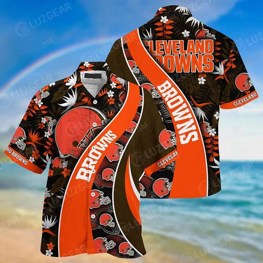 Cleveland Browns Nfl Hawaiian Shirt With Tropical Patterns For Your Loved Ones, NFL Hawaiian Shirt Moonbestprint