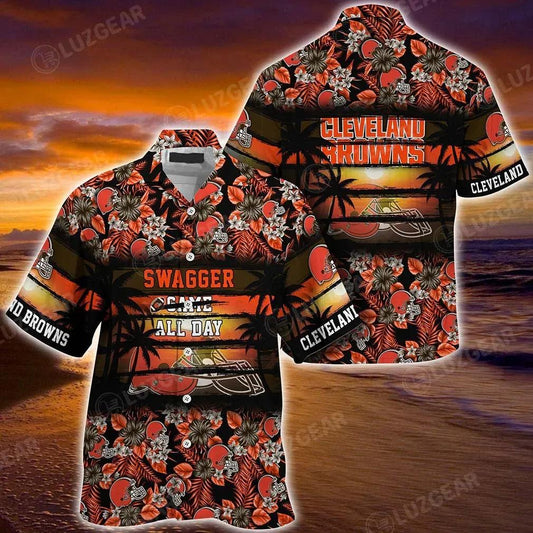 Cleveland Browns Nfl Summer Hawaiian Shirt Floral Pattern Graphic For Sports, NFL Hawaiian Shirt Moonbestprint