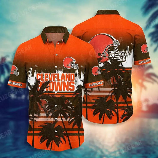 Cleveland Browns Nfl Summer Hawaiian Shirt Tropical Patterns Graphic For Sports, NFL Hawaiian Shirt Moonbestprint