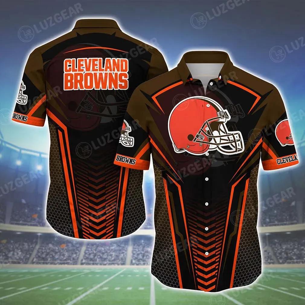 Cleveland Browns Nfl Team Football Beach Shirt Summer Button Down Hawaiian Shirt Best Fan Ever, NFL Hawaiian Shirt Moonbestprint