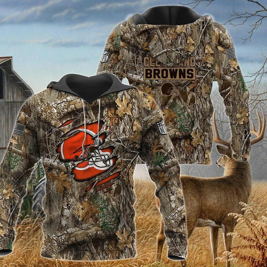 Cleveland Browns Realtree Hunting Camo 3D Hoodie, NFL Hoodie Moonbestprint