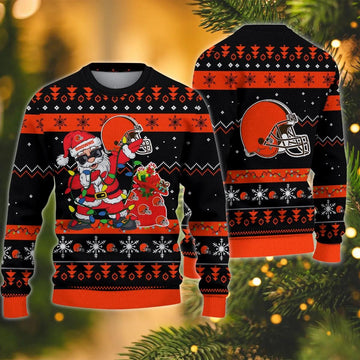 Cleveland Browns Santa Claus Dabbing Ugly Christmas Sweater, NFL Christmas Sweater Moonbestprint