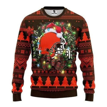 Cleveland Browns Santa Hat Ugly Christmas Sweater, NFL Christmas Sweater Moonbestprint
