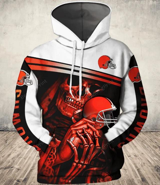 Cleveland Browns Skull 3D Hoodie, NFL Hoodie Moonbestprint