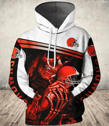 Cleveland Browns Skull 3D Hoodie, NFL Hoodie Moonbestprint