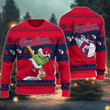 Cleveland Guardians Grinch Stolen Ugly Christmas Sweater, MLB Christmas Sweater Moonbestprint