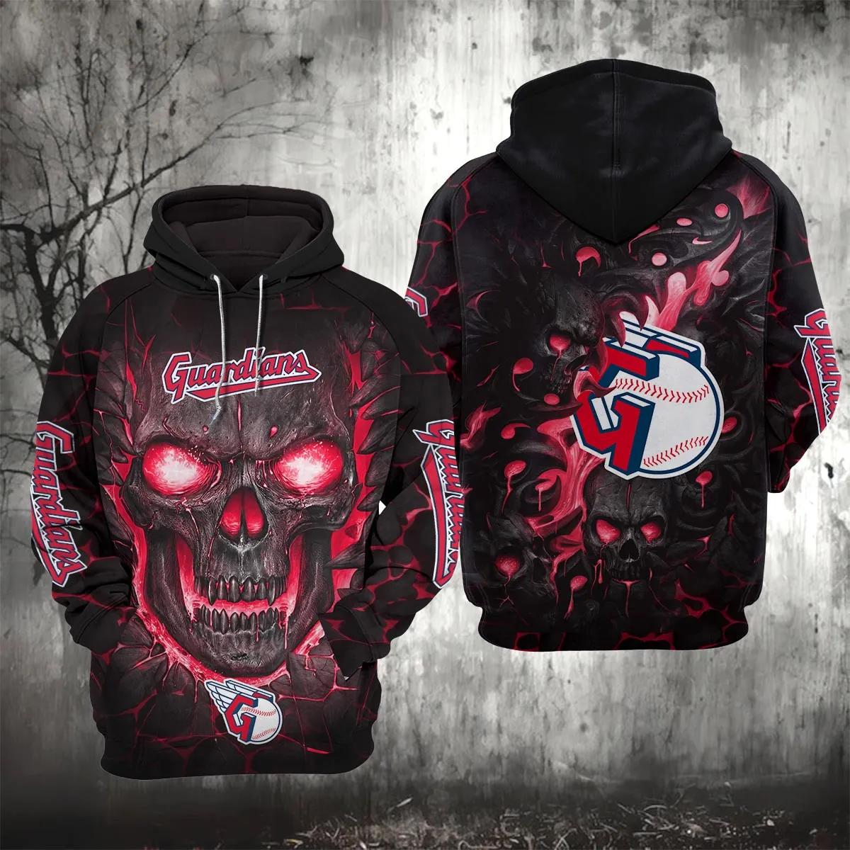 Cleveland Guardians Lava Skull 3D Hoodie, MLB Hoodie Moonbestprint