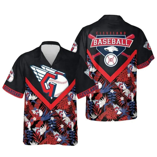 Cleveland Guardians Tropical Logo Collage Hawaiian Shirt, MLB Hawaiian Shirt Moonbestprint