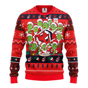 Cleveland Indians 12 Grinch Xmas Day Ugly Christmas Sweater, Grinch Xmas Sweater Moonbestprint