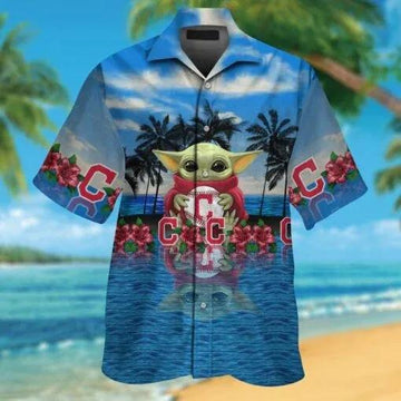 Cleveland Indians & Baby Yoda Hawaiian Shirt, MLB Hawaiian Shirt Moonbestprint