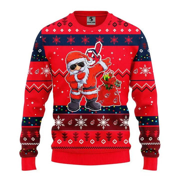 Cleveland Indians Dabbing Santa Claus Ugly Christmas Sweater, MLB Christmas Sweater Moonbestprint