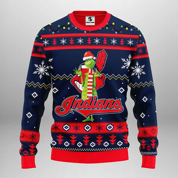 Cleveland Indians Funny Grinch Ugly Christmas Sweater, Grinch Xmas Sweater Moonbestprint