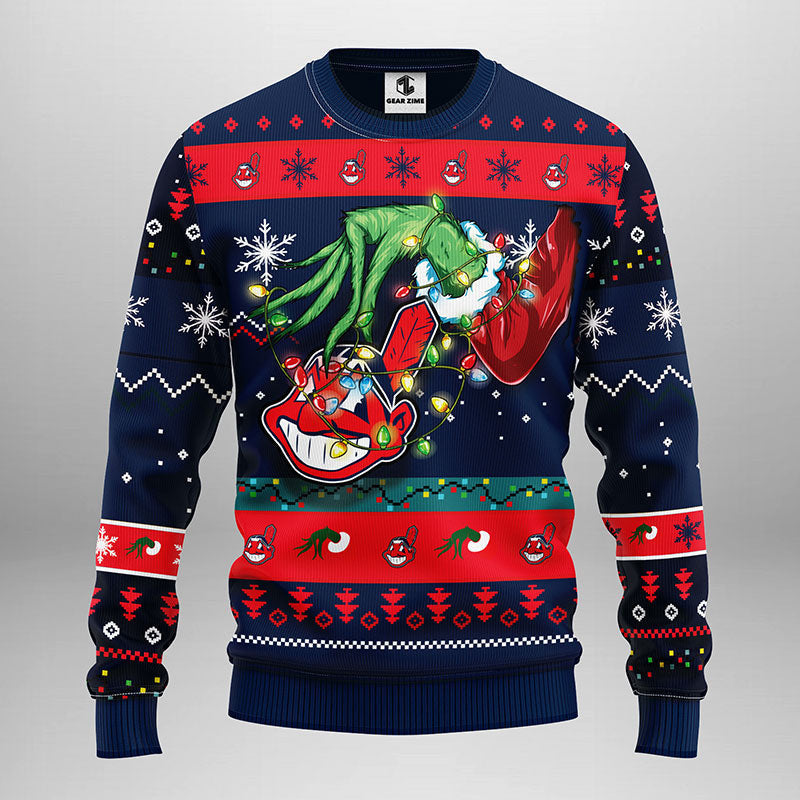Cleveland Indians Grinch Ugly Christmas Sweater, Grinch Xmas Sweater Moonbestprint