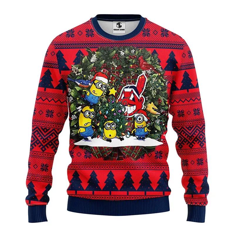 Cleveland Indians Minion Ugly Christmas Sweater, MLB Christmas Sweater Moonbestprint
