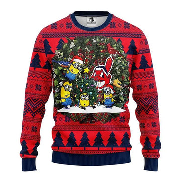 Cleveland Indians Minion Ugly Christmas Sweater, MLB Christmas Sweater Moonbestprint