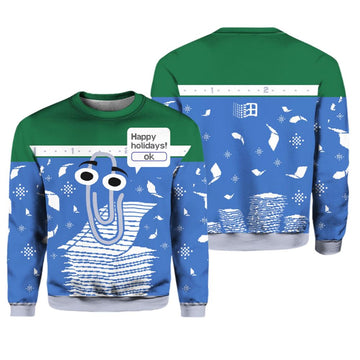 Clippy Happy Holidays Ugly Christmas Sweater - Moonbestprint