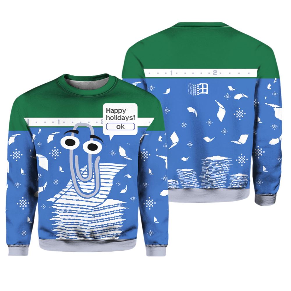 Clippy Happy Holidays Ugly Christmas Sweater - Moonbestprint