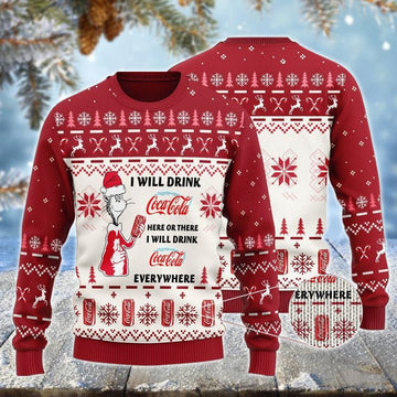 Cocacola Cat Hat Will Drink Everywhere Ugly Sweater – Moonbestprint