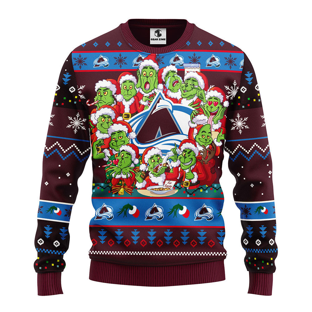 Colorado Avalanche 12 Grinch Xmas Day Ugly Christmas Sweater, Grinch Xmas Sweater Moonbestprint