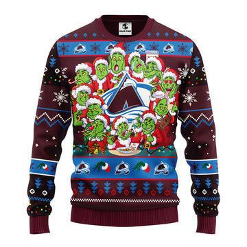 Colorado Avalanche 12 Grinch Xmas Day Ugly Christmas Sweater, Grinch Xmas Sweater Moonbestprint