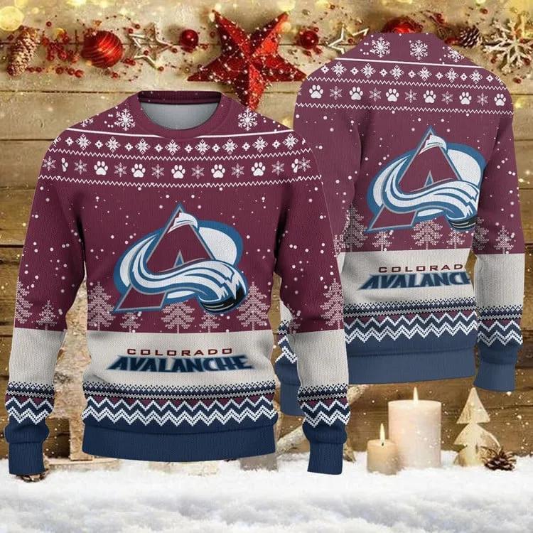 Colorado Avalanche Big Logo Ugly Christmas Sweater, NHL Christmas Sweater Moonbestprint