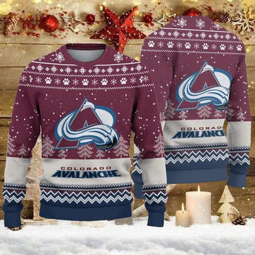 Colorado Avalanche Big Logo Ugly Christmas Sweater, NHL Christmas Sweater Moonbestprint