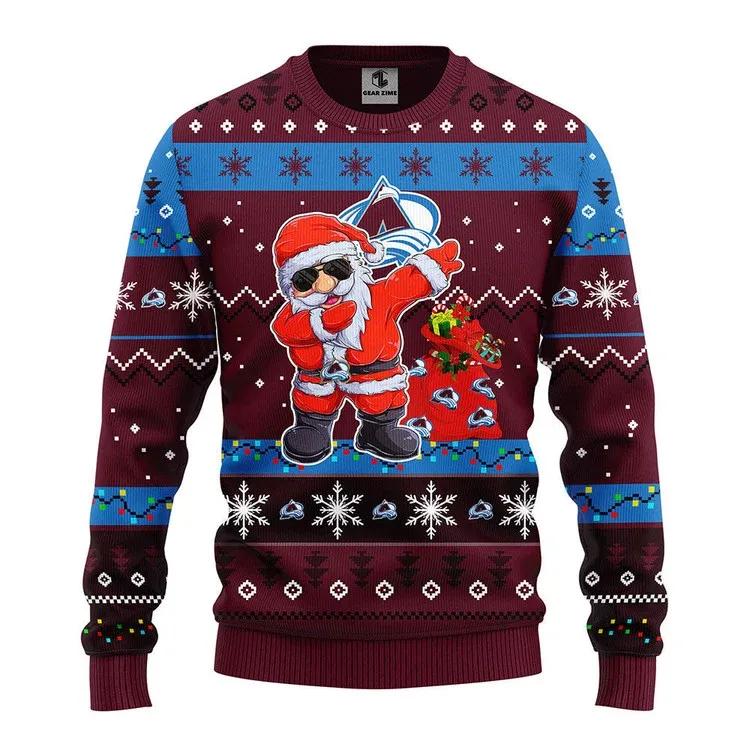 Colorado Avalanche Dabbing Santa Claus Ugly Christmas Sweater, NHL Christmas Sweater Moonbestprint