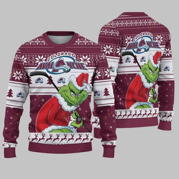 Colorado Avalanche Grinch Stolen Ugly Christmas Sweater, NHL Christmas Sweater Moonbestprint