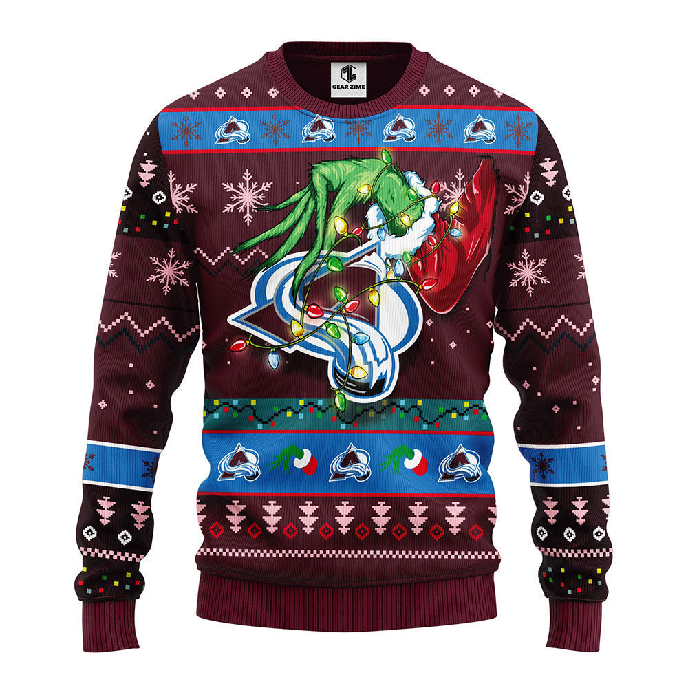 Colorado Avalanche Grinch Ugly Christmas Sweater, Grinch Xmas Sweater Moonbestprint