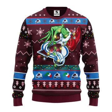 Colorado Avalanche Grinch Ugly Christmas Sweater, Grinch Xmas Sweater Moonbestprint