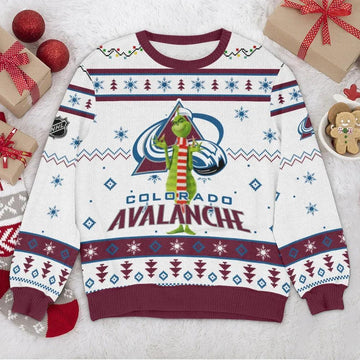 Colorado Avalanche Grinch Ugly Christmas Sweater, NHL Christmas Sweater Moonbestprint