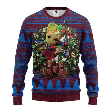 Colorado Avalanche Groot Hug Ugly Christmas Sweater, NHL Christmas Sweater Moonbestprint