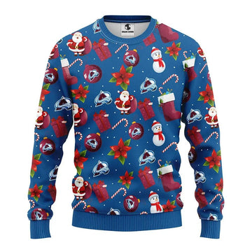 Colorado Avalanche Santa Claus Snowman Ugly Christmas Sweater, NHL Christmas Sweater Moonbestprint
