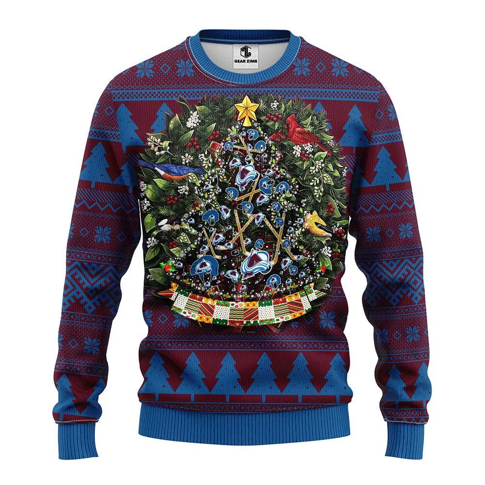 Colorado Avalanche Tree Ball Ugly Christmas Sweater, NHL Christmas Sweater Moonbestprint